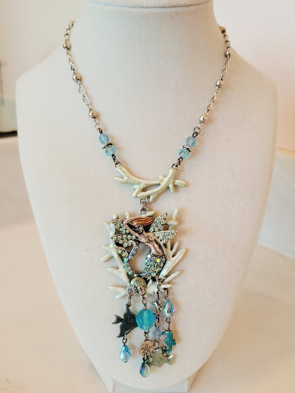 Kirks Folly Aquamarine Mermaid Pendant Necklace